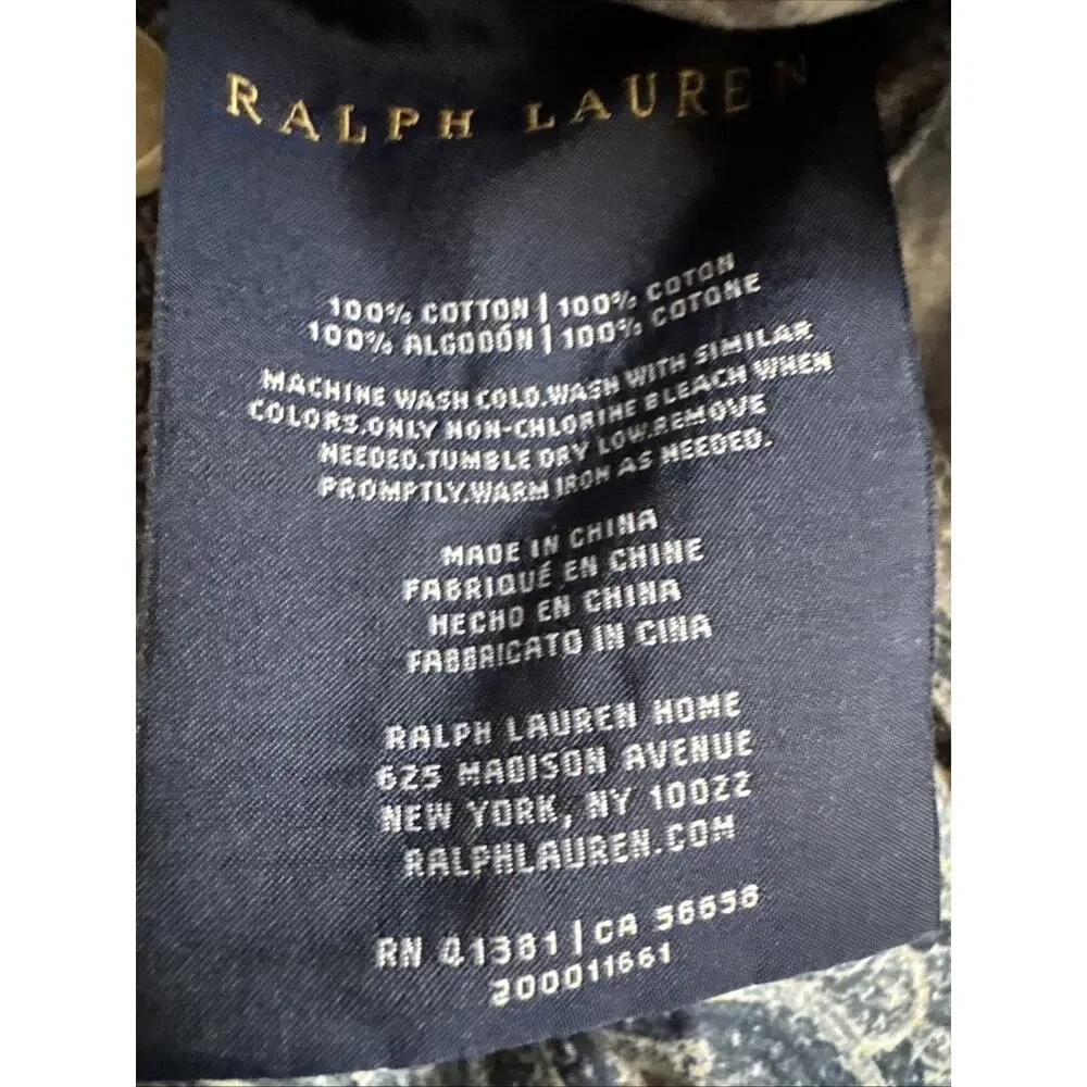 Ralph Lauren Set Of 2 ALLISTER New $115 King Sham Pillow Case Sham Blue 36x18